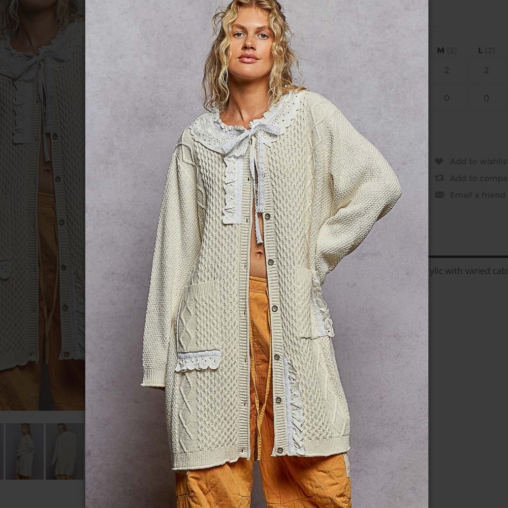 🌼Pol “Cher ” POL Long Sleeve V-Neck Cardigan with Varied Cable knit Patterns 33